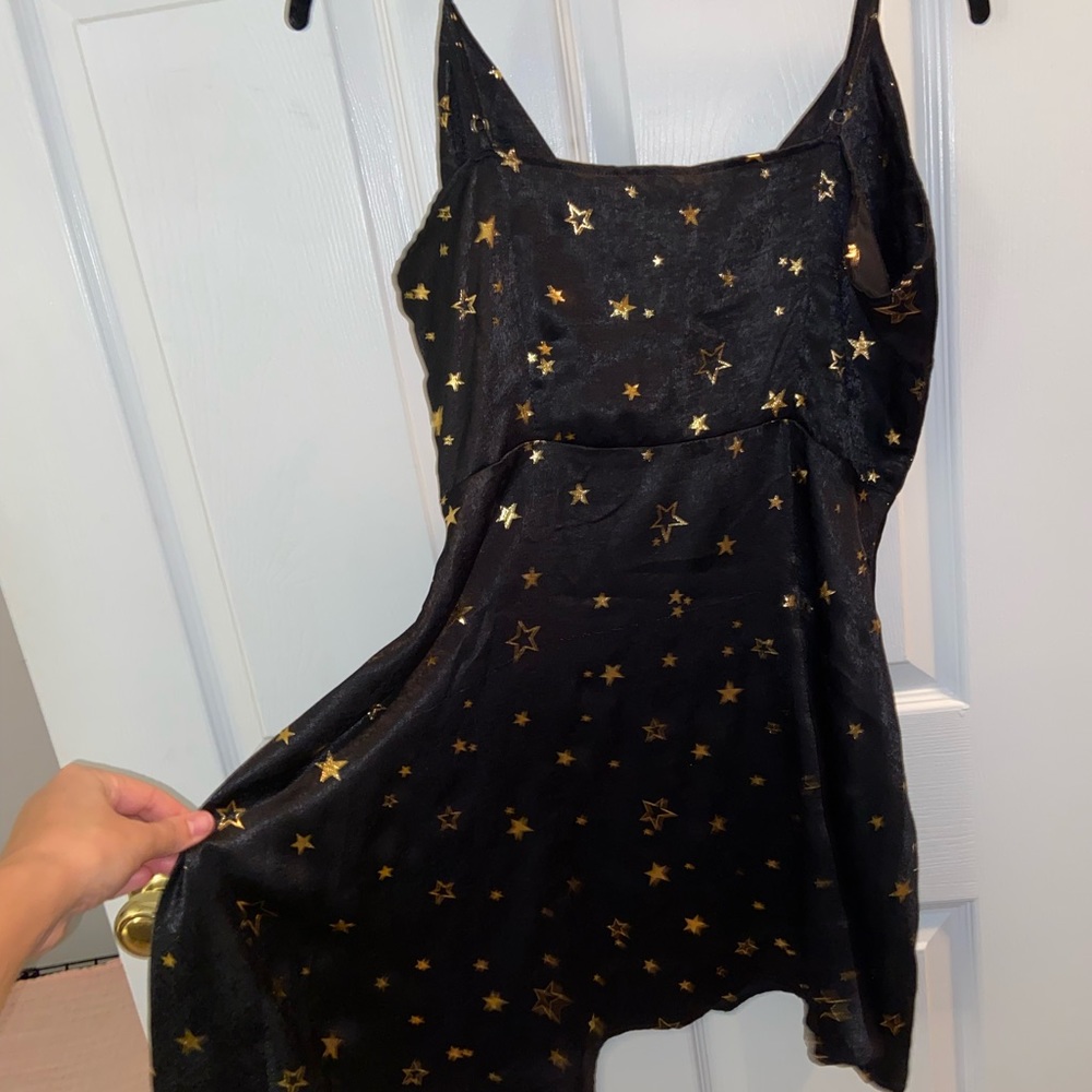 Nasty Gal, Black and Gold Star Dress, Size 10